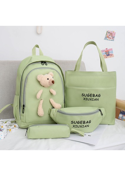 Orta ve Lise Öğrencileri Için Yeni Sevimli Ayı Büyük Kapasiteli Kore Tarzı Dört Parçalı Sırt Çantası (Yurt Dışından)