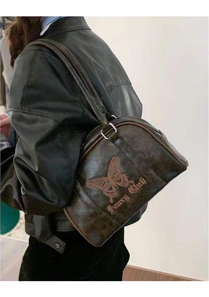 Işlemeli Kelebek Maillard Vintage Tote Çanta (Yurt Dışından)