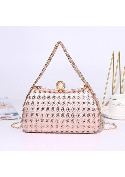 Avrupa ve Amerika'nın Üst Düzey Niş Modası Elmas Kaplı El Zinciri Çapraz Gövdeli Gece Çantası (Yurt Dışından)