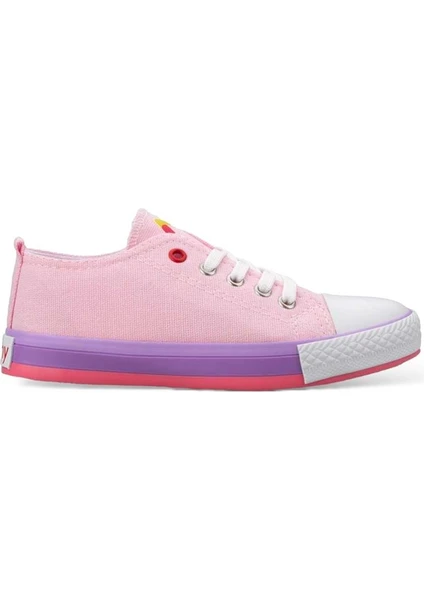 Unisex Erkek Kız Çocuk Keten Kısa Convers Modeli Bağcıklı Spor Ayakkabı Pembe