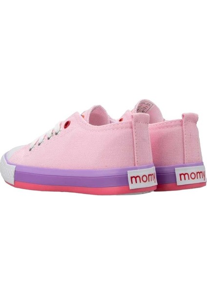 Unisex Erkek Kız Çocuk Keten Kısa Convers Modeli Bağcıklı Spor Ayakkabı Pembe