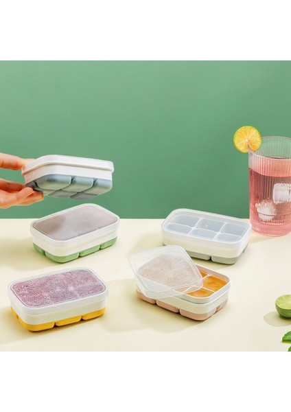 Tiny Yapışmaz Buzluk -Et Suyu Meyve Suyu Dondurma Kabı Silikon Tabanlı 6 Gözlü Mini Buzluk fiyatları