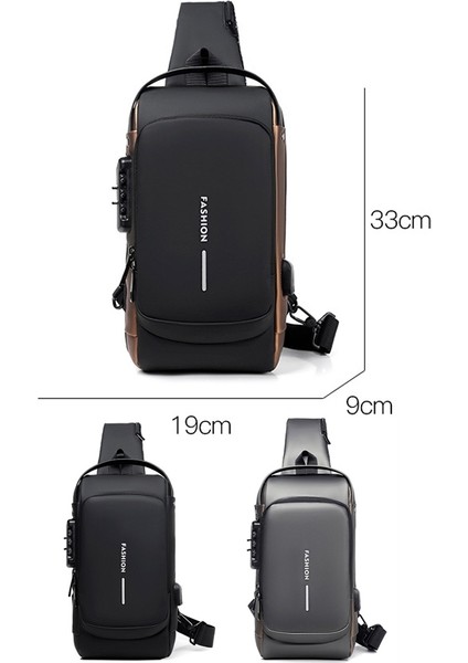 X306 Erkek Omuz Çantası USB Şarj Portu X306 Gri Altın (Yurt Dışından) fiyatları