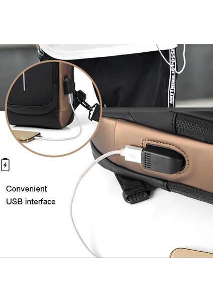 X306 Erkek Omuz Çantası USB Şarj Portu X306 Gri Altın (Yurt Dışından) fırsatları