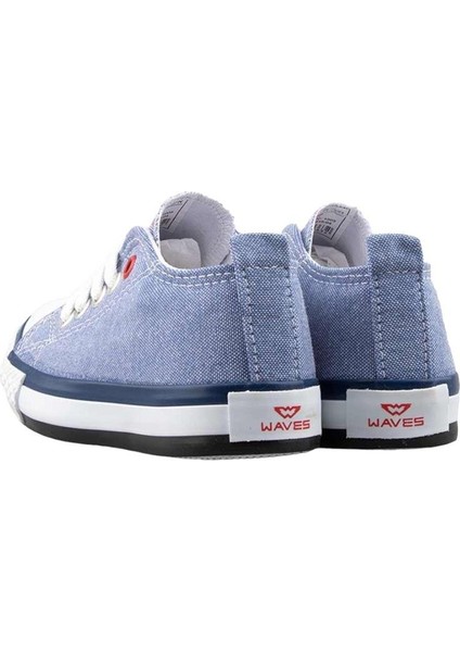 Unisex Erkek Kız Çocuk Keten Kısa Convers Modeli Bağcıklı Spor Ayakkabı Mavi