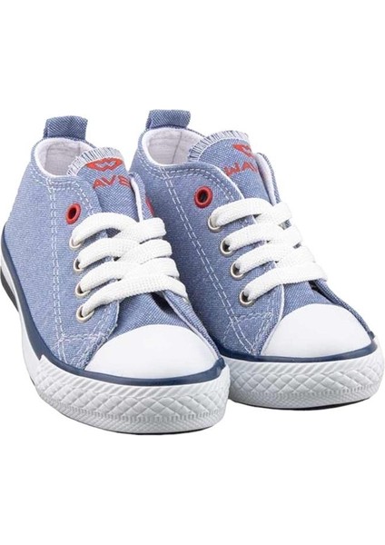 Unisex Erkek Kız Çocuk Keten Kısa Convers Modeli Bağcıklı Spor Ayakkabı Mavi
