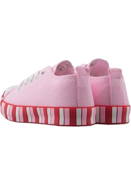 Unisex Çocuk Keten Kısa Convers Modeli Bağcıklı Spor Ayakkabı Pembe