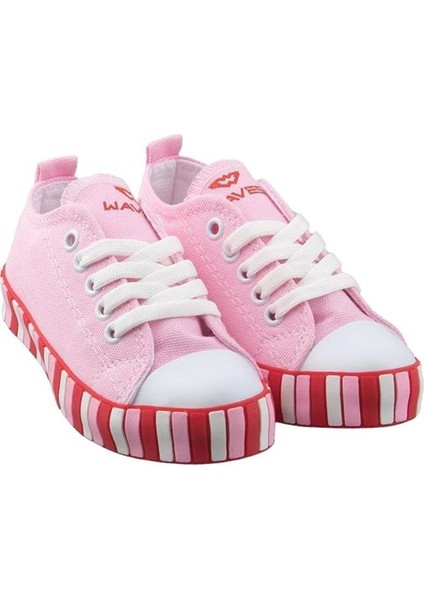 Unisex Çocuk Keten Kısa Convers Modeli Bağcıklı Spor Ayakkabı Pembe