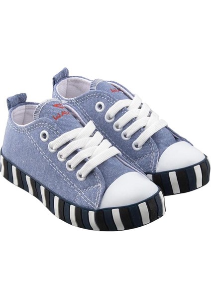 Unisex Çocuk Keten Kısa Convers Modeli Bağcıklı Spor Ayakkabı Mavi modelleri