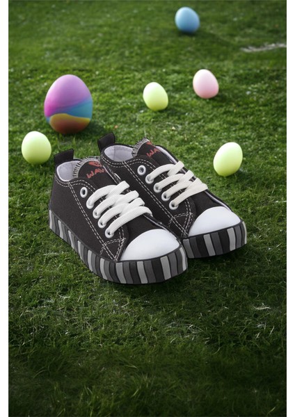 Unisex Çocuk Keten Kısa Convers Modeli Bağcıklı Spor Ayakkabı Siyah fiyatları