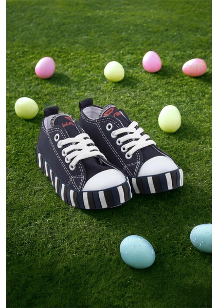 Unisex Çocuk Keten Kısa Convers Modeli Bağcıklı Spor Ayakkabı LACİVERT fiyatları