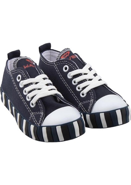 Unisex Çocuk Keten Kısa Convers Modeli Bağcıklı Spor Ayakkabı LACİVERT indirimleri