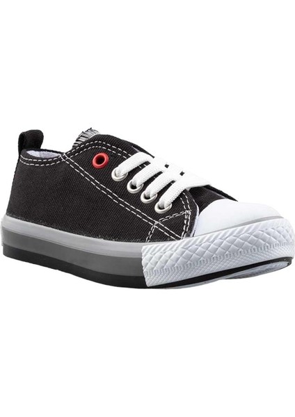 Unisex Erkek Kız Çocuk Keten Kısa Convers Modeli Bağcıklı Spor Ayakkabı Siyah