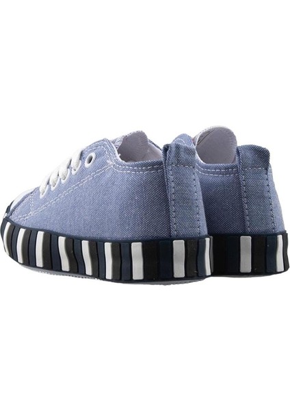 Unisex Çocuk Keten Kısa Convers Modeli Bağcıklı Spor Ayakkabı Mavi