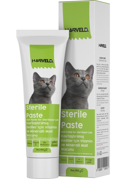 Sterile Paste Kısırlaştırılmış Kedi Destekleyici Özel Takviye Vitamin Mineral Macun 100 gr