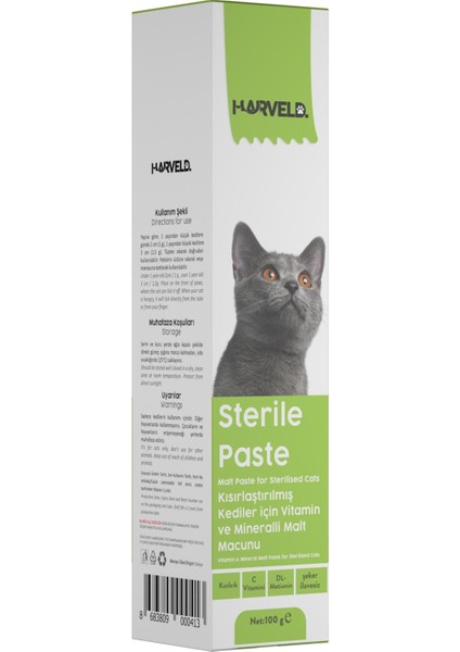 Sterile Paste Kısırlaştırılmış Kedi Destekleyici Özel Takviye Vitamin Mineral Macun 100 gr