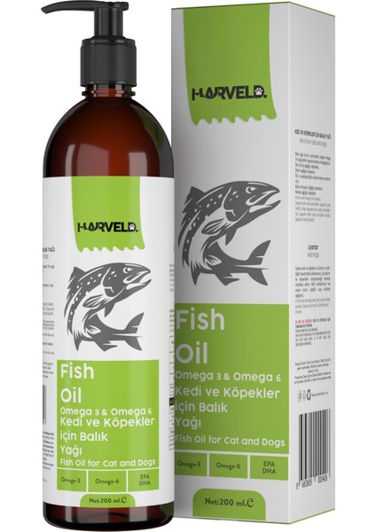 Fish Oil Kedi Köpek Omega 3 Omega 6 Destekleyici Takviye Balık Yağ 200ml