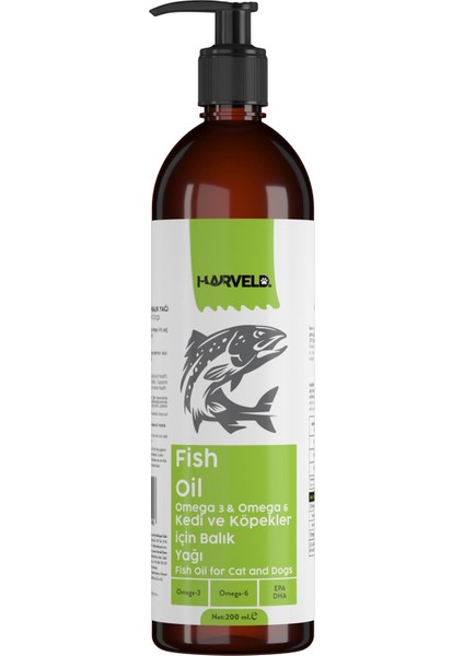 Fish Oil Kedi Köpek Omega 3 Omega 6 Destekleyici Takviye Balık Yağ 200ml