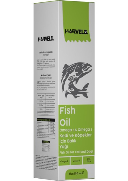 Fish Oil Kedi Köpek Omega 3 Omega 6 Destekleyici Takviye Balık Yağ 200ml