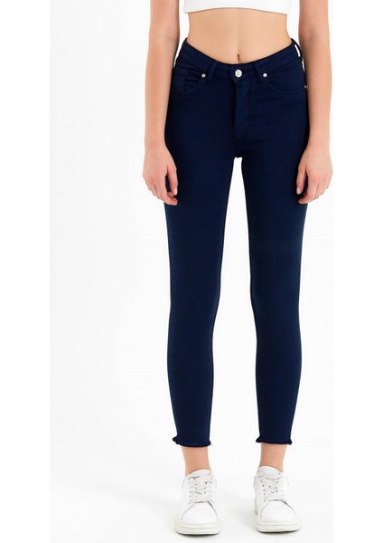 Süper Skinny Fit Yüksek Bel Lacivert Jean