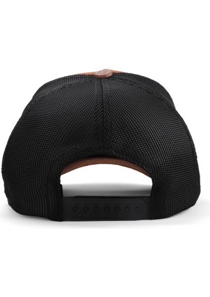 V1 Trucker Aslan - 9 Kod Logolu Unisex Camel-Siyah Şapka (Cap)