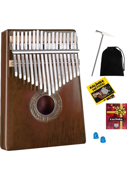 KLX-553 Kalimba 1. Sınıf Maun Ağacı Mineral Çelik Paslanmaz 17 Tuş Tam Set