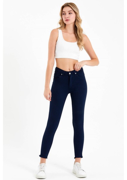 Süper Skinny Fit Yüksek Bel Lacivert Jean