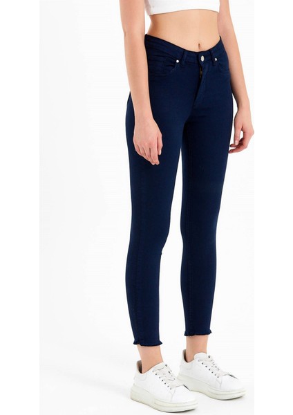 Süper Skinny Fit Yüksek Bel Lacivert Jean