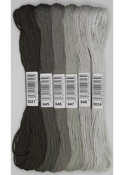 6 Adet Muline 8 Metre 6 Büküm Etamin Kanaviçe Bileklik Brezilya Nakış Rokoko Ip Seti