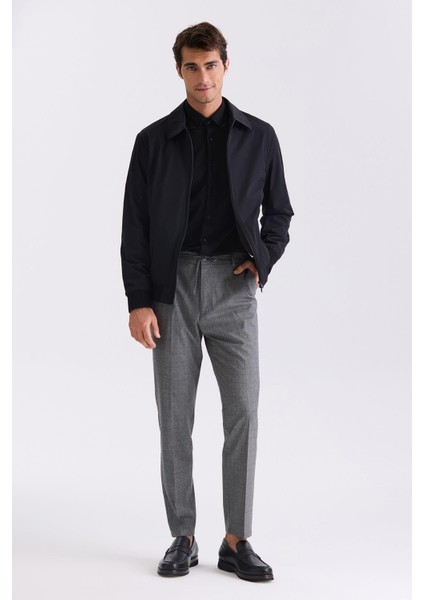 Siyah Comfort Fit Berberi Yaka Mevsimlik Mont