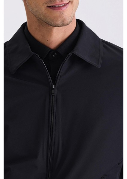 Siyah Comfort Fit Berberi Yaka Mevsimlik Mont