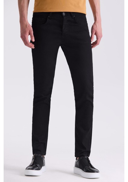 Siyah Slim Fit Pamuklu Jean Kot Pantolon