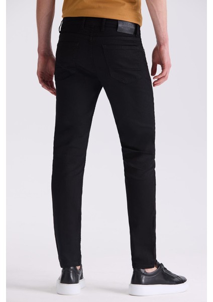 Siyah Slim Fit Pamuklu Jean Kot Pantolon