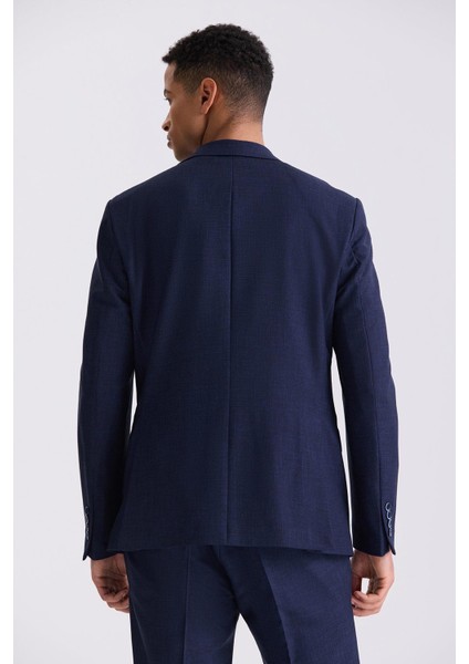 Lacivert Slim Fit Mono Yaka Keten Takım Elbise fırsatları