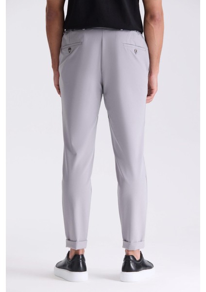 Gri Comfort Fit Beli Lastikli Jogger Pantolon