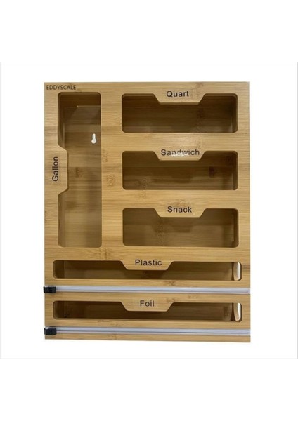 6 In 1 Bambu Kilitli Çanta Saklama Çantası Sandviç Çekmece Folyo Çanta Saklama Çantası (Yurt Dışından)