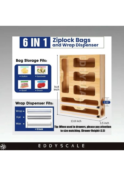 6 In 1 Bambu Kilitli Çanta Saklama Çantası Sandviç Çekmece Folyo Çanta Saklama Çantası (Yurt Dışından)