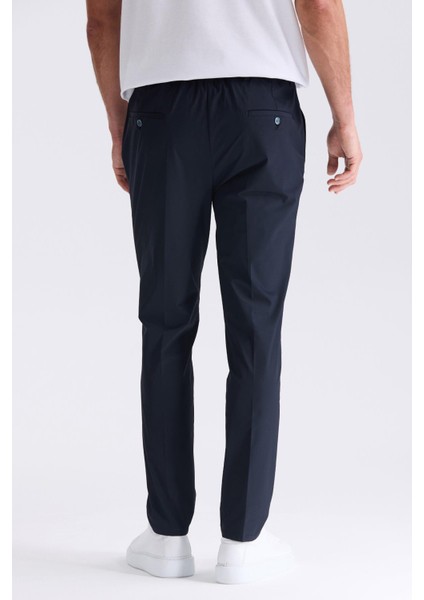 Lacivert Comfort Fit Beli Lastikli Spor Jogger Pantolon