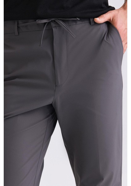 Antrasit Comfort Fit Beli Lastikli Spor Jogger Pantolon