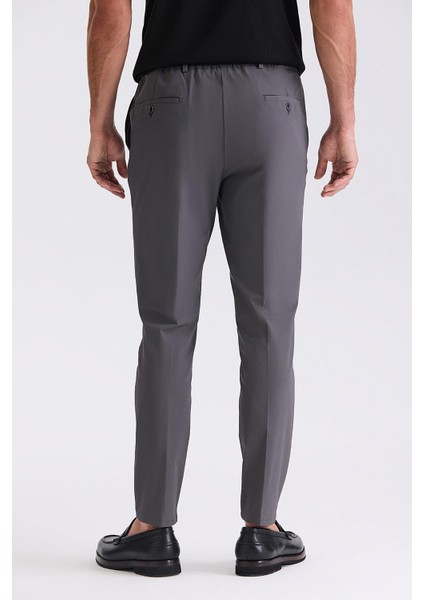 Antrasit Comfort Fit Beli Lastikli Spor Jogger Pantolon