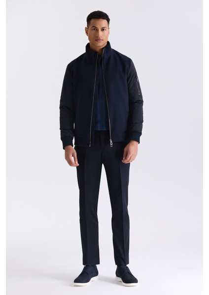 Lacivert Regular Fit Hakim Yaka Fermuarlı Kışlık Mont fiyatları