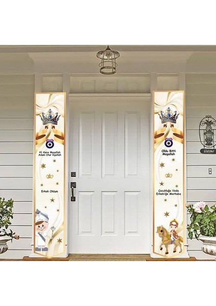 Sünnet Afişi Krem Gold Rengi 160*30 cm