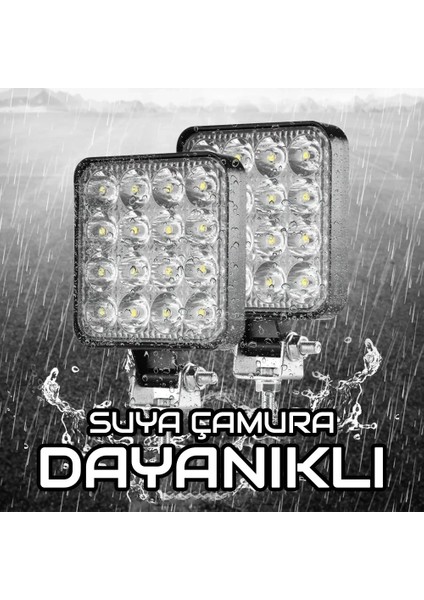 Off Road Beyaz LED Sis Farı Kare Çalışma Lambası 12/24V 48W