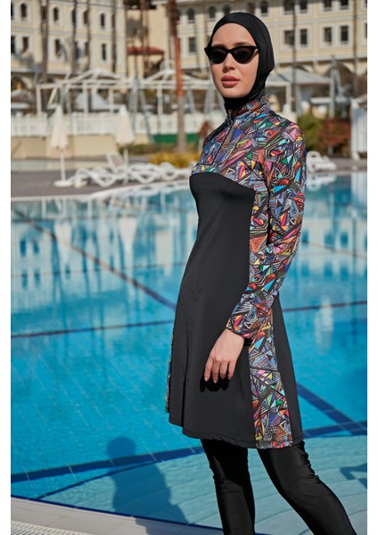 Fermuarlı Likralı Tam Kapalı Tesettür Mayo R123 Alina modelleri