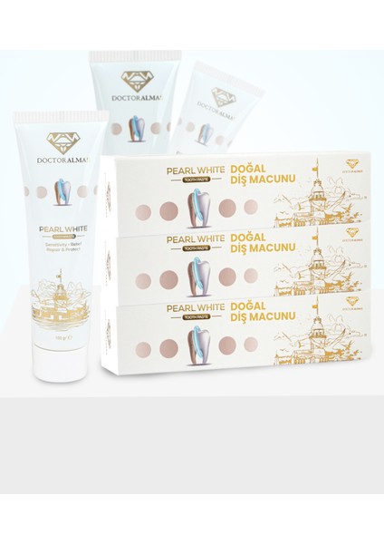 Bitkisel Özlerle Zenginleştirilmiş Doğal Diş Macunu - Lekelere Karşı Güçlü, Doğal Beyazlık 3 x 100G