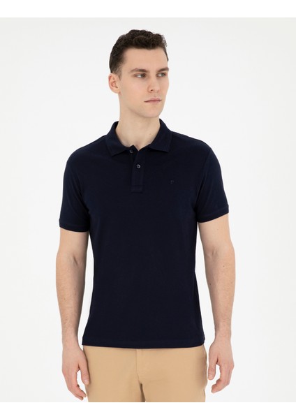 Erkek Lacivert Slim Fit Basic Tişört 50280754-VR033