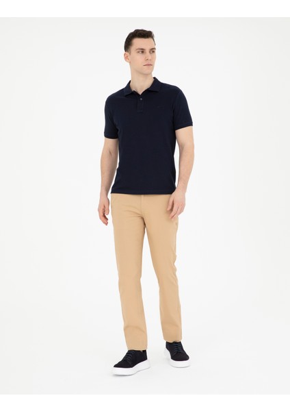 Erkek Lacivert Slim Fit Basic Tişört 50280754-VR033