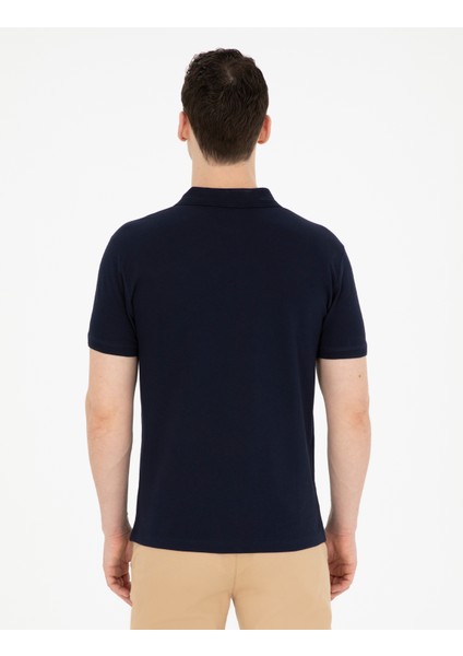 Erkek Lacivert Slim Fit Basic Tişört 50280754-VR033