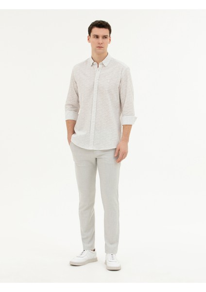 Erkek Gri Slim Fit Beli Lastikli Kanvas Pantolon 50288508-VR024