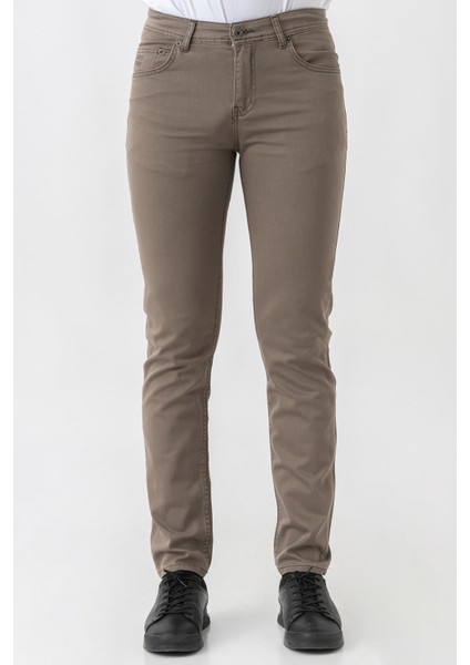 Bern J2425 Normal Fit Pamuklu Likralı 5 Cep Jean Pantolon Kahve